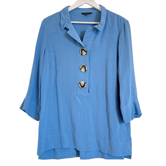 John Mark Light Blue 3/4 Sleeve Tunic Size L - Picture 1 of 9